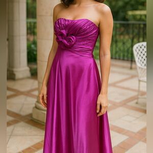 Vintage Y2K Jessica McClintock Pink Maxi Dress Size 1 Flower Embellishment